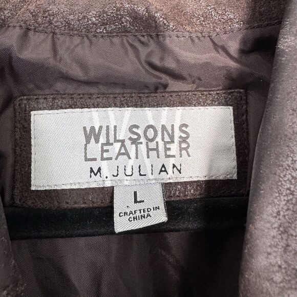 Wilson’s Leather M. Julian Dark Brown Distressed Suede Nubuck Zip Up Jacket L - Picture 5 of 7